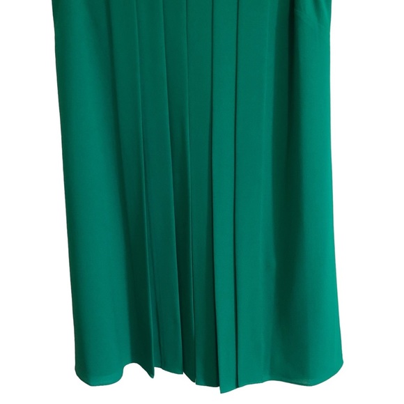 Badgley Mishka Mark & James Emerald Green Pleated Chiffon Trapeze Dress Size 6 - Picture 6 of 12